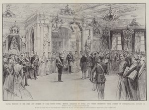 Casamento de prata do Duque e da Duquesa de Saxe-Coburg-Gotha, residentes britânicos de Gotha e Coburg apresentando seu discurso de felicitações, 23 de janeiro